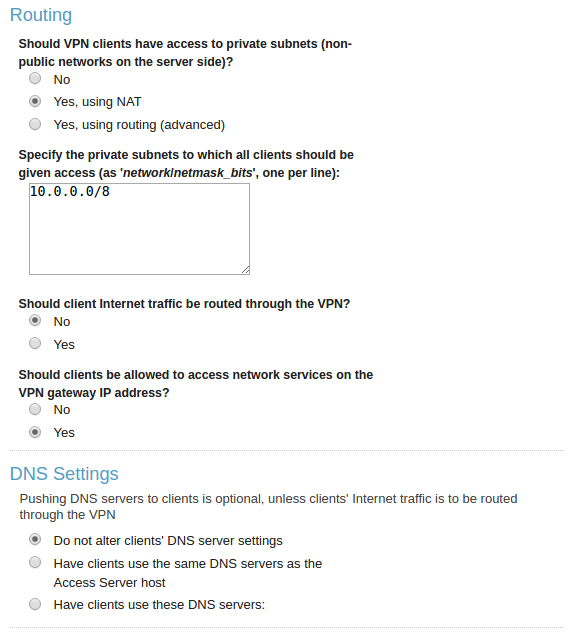 routing openvpn